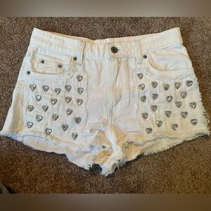 Carmar White Studded Women Shorts